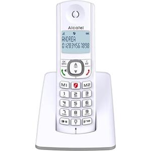 ALCATEL F530 - Telefono fisso cordless DECT - Grande display retroilluminato - Vivavoce - Funzione blocco chiamate - 2 tasti di memoria diretta - Bianco/Grigio