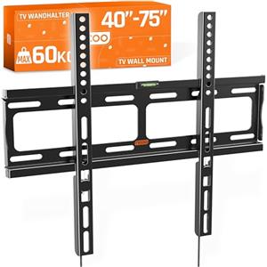 RICOO F0244 Supporto TV da parete Staffa TV 40-75 pollici per 40 43 49 50 55 58 65 70 75 pollici fisso slim fino a 60 kg max VESA 400x400