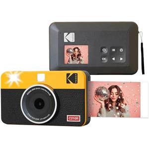 KODAK Mini Shot 2 Retro 4PASS 2-in-1 Fotocamera Istantanea & Stampante Fotografica (5.3x8.6cm) + 8 Fogli, Giallo