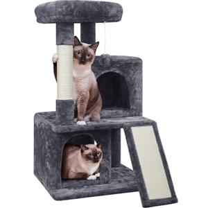 Yaheetech Tiragraffi Albero per Gatti con Trespolo Grande 91 cm Gioco Giocattolo per Gatti 49 x 45,5 x 91 cm Grigio Scuro