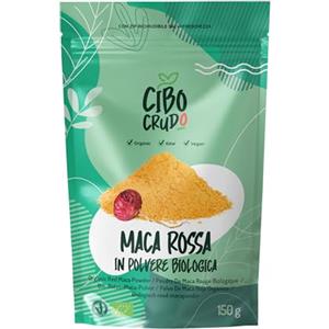 CIBO CRUDO crudo biologico vegan Cibocrudo Maca Rossa Delle Ande in Polvere Bio, Red Maca Powder Raw Organic, Peruviana, Pura Al 100%, Fonte di Antiossidanti, Vitamina C, Ferro, Calcio, Potassio, Energia, 150 G