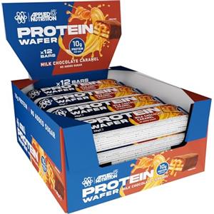 Applied Nutrition Protein Wafer Bar al Cioccolato al Latte e Caramello, 10g di Proteine per Barretta, Senza Zuccheri Aggiunti, Snack Croccante con Strati di Wafer, 12 Barrette da 39g