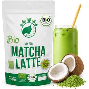 NanaNatura Mix di latte biologico Matcha con 22% tè verde giapponese Matcha in polvere e zucchero di fiori di cocco | per gustare facilmente il tè | anche per gelati e pasticcini