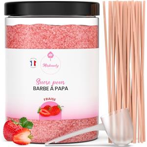 MK Misskandy since 2019 Misskandy- Zucchero Colorato per Zucchero Filato 1,4KG Fragola (Aromi e Colori Naturali) per Macchina+ 50 bastoncini