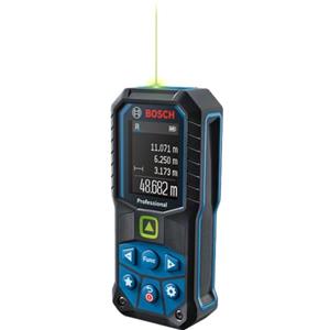 Bosch Professional Distanziometro laser GLM 50-25 G (laser verde, campo misura: fino a 50 m, robusto, IP65, ± 1,5 mm*, 2 batterie AA, tracolla, sacchetto)