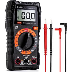 KAIWEETS Multimetro Digitale KAIWEETS Tester Portatile MINI TRMS 2000 Conta Tensione CA CC/Corrente CC/Resistenza/Continuità/Diodi, Doppio Isolamento