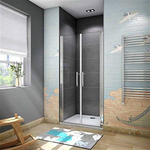 AICA 185cm Box Doccia Per Nicchia Doppia Porta Battente-Saloon In Vetro 6mm Temperato Trasparente Anticalcare larga 90cm