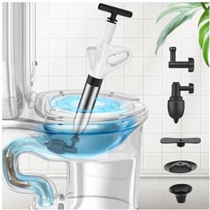 Mieaoll Stura WC ad alta pressione, Pompa stura scarichi con manometro visibile, Sturalavandini a pressione con sonda in tempo reale, Stantuffo robusto per intasamenti di WC, lavandini e tubature(Bianco)