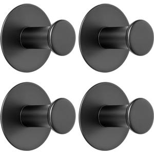 SAYAYO Ganci Adesivi Ganci Portasciugamani Nero in Acciaio Inox Gancio Accappatoio Bagno Gancio Appendiabiti Autoadesivo Appendi Strofinacci Cucina, 4 Pezzi