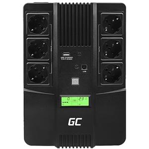 Green Cell Gruppo di continuità UPS Potenza 800VA (480W) 230V Alimentatore protezione da sovratensioni line interactive AVR USB/RJ45 6X Schuko Uscite con Display LCD 600-999VA