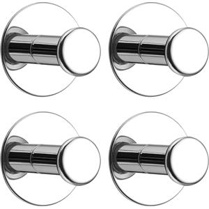 SAYAYO Ganci Adesivi Ganci Portasciugamani in Acciaio Inox Gancio Accappatoio Bagno Cromo Lucido, Gancio Appendiabiti Autoadesivo Appendi Strofinacci Cucina, 4 Pezzi