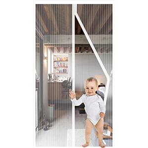 JIANJIAO Zanzariera Magnetica per Porte 90x190cm, Zanzariera Porta Tenda Chiusura Automatica Traspirante Zanzariere Anti Zanzare Insetti, per Porta Finestra Balcone Soggiorno,Bianco