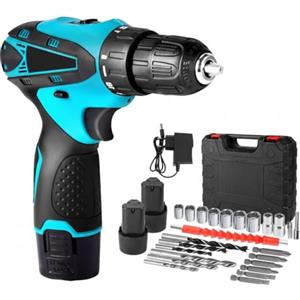 Generico Avvitatore Trapano a Batteria 12V Ricaricabile con 2 Batterie, Mandrino Autoserrante 10 mm, Set Accessori e Valigetta - Ideale per Fai da Te e Casa