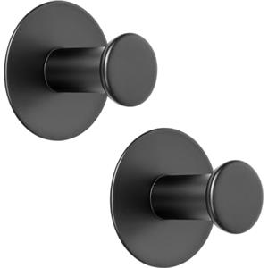 SAYAYO Ganci Adesivi Ganci Portasciugamani Nero in Acciaio Inox Gancio Appendiabiti da Parete Ganci Accappatoio Bagno Senza Foratura Appendi Strofinacci per Cucina, 2 Pezzi