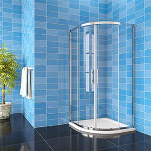 AICAit 185 cm Box Doccia Semicircolare Porte Scorrevoli Vetro Temperato 6 mm Trasparente Anticalcare Telaio Cromato Lucido 90x90 cm