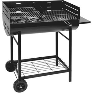 EMPOTEC 794609 Barbecue a Carbonella Rettangolare in Acciaio, 2 Griglie di Cottura, 3 Altezze, con Ruote, 96x97x38 cm per Campeggio