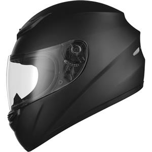 Favoto Casco Moto Integrale - Uomo e Donna, Certificato ECE, Traspirante e Confortevole, con Visiera Trasparente Antigraffio e Chiusura a Cricchetto, Nero, L (59-60cm)