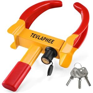 Tevlaphee Antifurto Blocca Routa Alta Sicurezza, Universale, Regolabile, Ganascia Blocca Ruota,bloccaruota auto con Blocco di Nucleo in Rame con 3 Chiavi, per Auto,Roulotte,Barche