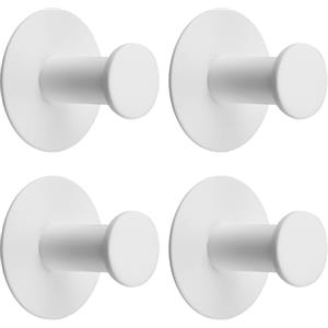 SAYAYO Ganci Adesivi Ganci Portasciugamani in Acciaio Inox Bianco Gancio Accappatoio Bagno, Gancio Appendiabiti Autoadesivo Appendi Strofinacci Cucina, 4 Pezzi