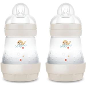 MAM Biberon Easy Start 160 ml (Set da 2), Kit da 2 biberon anticolica per allattamento misto che riduce le bolle d'aria e il rischio di coliche, Accessori neonati con tettarella misura 1, Neutro