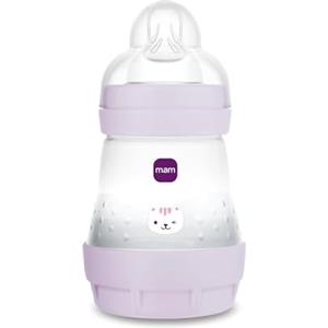 MAM Biberon Easy Start 160 ml, Biberon anticolica per allattamento misto che riduce le bolle d'aria e il rischio di coliche, Accessori neonati autosterilizzanti e con tettarella misura 1, Rosa