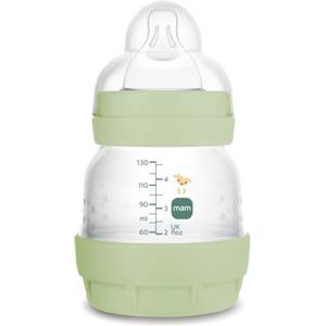 MAM Biberon Easy Start 130 ml, Biberon anticolica per allattamento misto che riduce le bolle d'aria e il rischio di coliche, Accessori neonati autosterilizzanti e con tettarella misura 0, Neutro