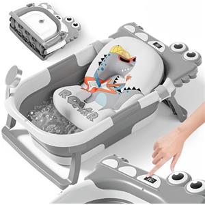 SUPERBE BEBE Vaschetta Pieghevole Con Cuscino Da Bagno E Termometro Incorporato-Vaschetta Per Bambini Con Supporto Da Bagno 0-Regalo Di Nascita Ideale Per Bambine O Bambini-Dalla Nascita