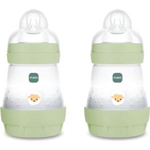 MAM Biberon Easy Start 160 ml (Set da 2), Kit da 2 biberon anticolica per allattamento misto che riduce le bolle d'aria e il rischio di coliche, Accessori neonati con tettarella misura 1, Verde