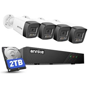 ANNKE 3K PoE Kit Videosorveglianza Esterno, Rilevamento Uomo/Veicolo, 4K NVR 8CH 2TB + 4x 3K Telecamere da Esterno, Visione Notturna Colori, Audio Bidirezionale, Sorveglianza 24/7, Impermeabile IP67