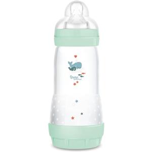 MAM Biberon Easy Start 320 ml, Biberon anticolica per allattamento misto, Riduce le bolle d'aria e il rischio di coliche, Accessori neonati 4+ mesi autosterilizzanti e con tettarella misura 3, Verde