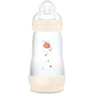 MAM Biberon Easy Start 260 ml, Biberon anticolica per allattamento misto, Riduce le bolle d'aria e il rischio di coliche, Accessori neonati 2+ mesi autosterilizzanti e con tettarella misura 2, Neutro