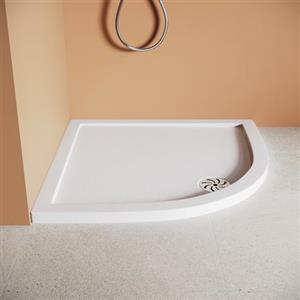 SUNXURY Piatto doccia a forma semicircolare 80 x 80 cm, piatto doccia piatto antiscivolo, raggio 550 mm, con copertura in acciaio inox