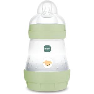 MAM Biberon Easy Start 160 ml, Biberon anticolica per allattamento misto che riduce le bolle d'aria e il rischio di coliche, Accessori neonati autosterilizzanti e con tettarella misura 1, Verde