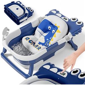 SUPERBE BEBE Vaschetta Pieghevole Con Cuscino Da Bagno E Termometro Incorporato-Vaschetta Per Bambini Con Supporto Da Bagno 0-Regalo Di Nascita Ideale Per Bambine O Bambini-Dalla Nascita