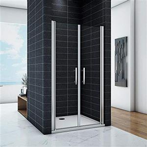 Mato Porta Per Nicchia box doccia 100x195 cm 2 Ante Apertura Saloon In Vetro Temperato Trasparente 6mm Anticalcare