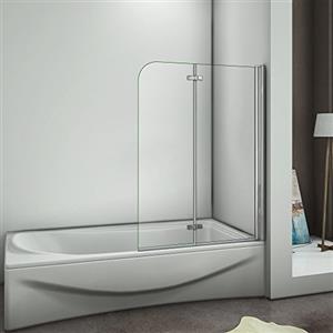 AICA ITALY Box Doccia Vetro 6mm Parete Da Vasca Movibile 100x140cm Parete Da VascaTrasparente 180 Gradi