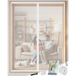 ARCOL Zanzariera Magnetica Finestra 120x150 cm Premium Fibra di Vetro-Stop Zanzare in 3 Min., Rete Ultra-Fine Anti-Insetti, Chiusura Automatica con Magneti & Pesi, Nastro a Strappo Extra-Largo(Bianco)