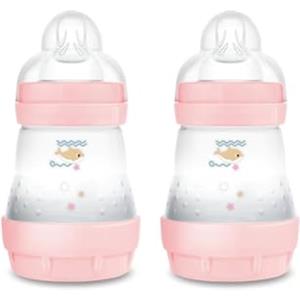 MAM Biberon Easy Start 160 ml (Set da 2), Kit da 2 biberon anticolica per allattamento misto che riduce le bolle d'aria e il rischio di coliche, Accessori neonati con tettarella misura 1, Lilla