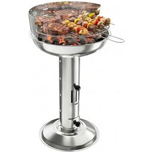 TLGREEN Griglia a carbonella in acciaio inox, resistente alle intemperie, 40 x 40 x 69 cm, regolabile in 3 altezze, in acciaio inox, con griglia cromata, contenitore per cenere e ventilazione, per