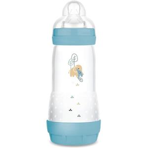 MAM Biberon Easy Start 320ml, Biberon anticolica per allattamento misto, Riduce le bolle d'aria e il rischio di coliche, Accessori neonati 4+ mesi autosterilizzanti e con tettarella misura 3, Azzurro