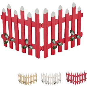 Virsus Staccionata in Legno per Albero di Natale, misura 90x30 cm, Recinzione con punte Innevata e Agrifoglio, Recinto con 2 sezioni pieghevoli, Decorazioni Natalizie -5542 (Rosso)