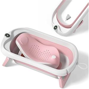 SUPERBE BEBE Bagnetto per bambini pieghevole con supporto bagnetto/Vaschetta bagno neonato XL con termometro per il controllo della temperatura dell'acqua/Dalla nascita ai 3 anni