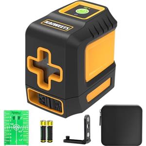 KAIWEETS Livella Laser Autolivellante 30m, KAIWEETS Livella Laser Verde con Base Magnetica, Laser a Croce Orizzontale e Verticale con Custodia Protettiva e 2 Batterie