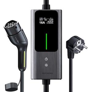 VDLPOWEREU Colonnina Ricarica Auto Elettrica, 3,6kW | 5M Cavo Ricarica Auto Elettrica Tipo 2, Wall Caricabatterie EV Box, 6-16A con Spina Schuko EU,Terminale di Ricarica Monofase IP65 (IEC 62196-2) VDLPOWEREU