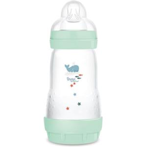 MAM Biberon Easy Start 260 ml, Biberon anticolica per allattamento misto, Riduce le bolle d'aria e il rischio di coliche, Accessori neonati 2+ mesi autosterilizzanti e con tettarella misura 2, Azzurro