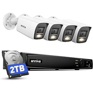 ANNKE 12MP PoE Kit Videosorveglianza Esterno, Rilevamento Uomo/Veicolo, NVR 8CH 2TB + 4x Telecamere da Esterno, Visione Notturna Colori, Impermeabile IP67