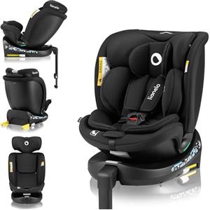 LIONELO Seggiolino Auto NAVY i-Size con ISOFIX, Girevole a 360° e Reclinabile, Bambini 40-150 cm (0-12 anni), Fronte e Retro Marcia, Piede di Supporto, Poggiatesta 11 Livelli, Ventilato e Comodo