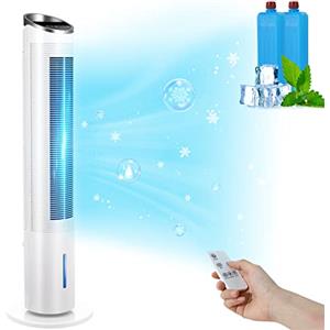 LIFERUN Ventilatore a Torre da 101 cm con Telecomando e Raffreddamento ad Acqua, Timer 8 Ore, Pulizia 4 In 1, con Raffreddamento, Umidificazione, Pulizia per Camera da Letto, Soggiorno, Ufficio