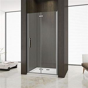 AICAit 195 cm Porta Doccia Per Nicchia Battente e Pieghevole a Libro In Vetro Temperato Trasparente Anticalcare Da 6 mm larga 80cm