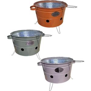 EMPOTEC Barbecue Bucket Empotec a Carbonella Portatile da Esterno Manici Piedini Griglia Picnic Campeggio Balcone Secchio Diametro Griglia 33cm Gambe Pieghevoli